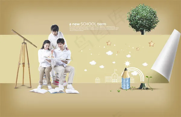 学校团队创意psd模版下载