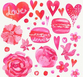 彩绘爱心和花卉