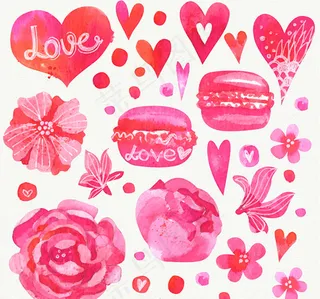 彩绘爱心和花卉