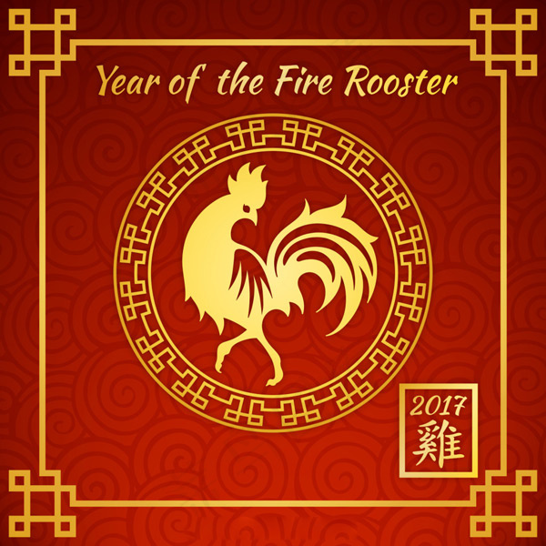红公鸡新年eps,ai矢量模版下载