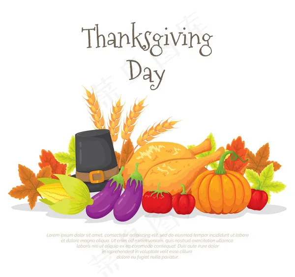 感恩节烤火鸡ai矢量模版下载