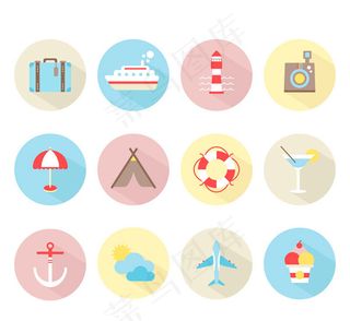 圆形旅行图标矢量,免抠元素