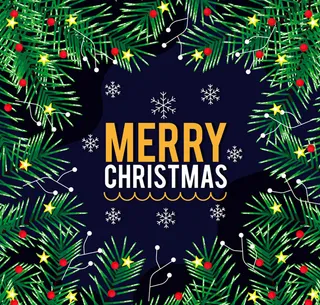 松枝边框圣诞贺卡