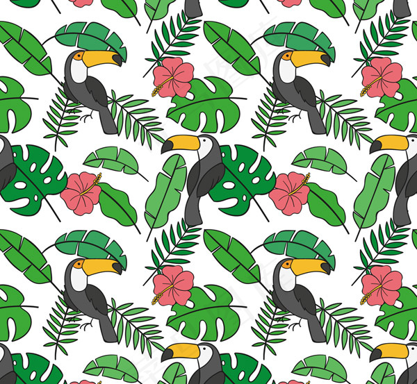 巨嘴鸟无缝背景