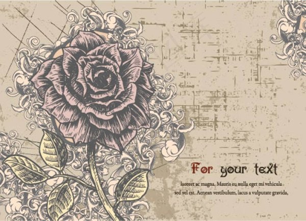 手绘花朵明信片