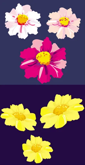 红黄色花朵矢量