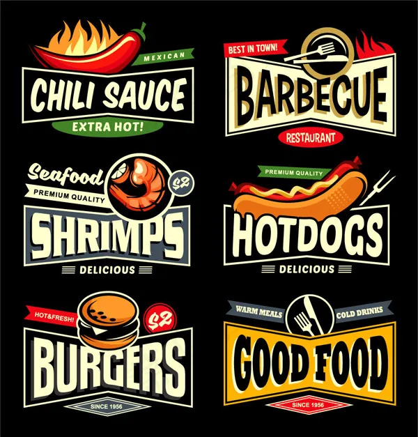 餐馆标签矢量ai矢量模版下载