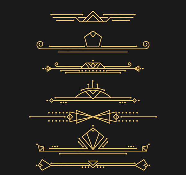 金色装饰艺术风格花边