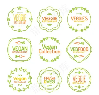 素食餐馆标签,免抠元素