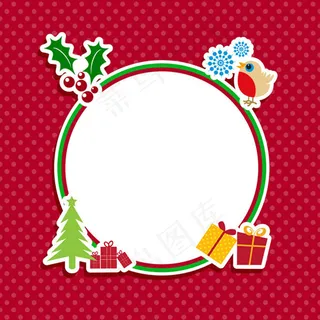 圆形圣诞元素框架