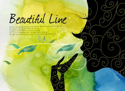 水彩图案与美女