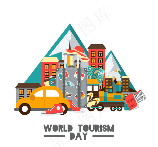 世界旅游日度假元素ai矢量模版下载