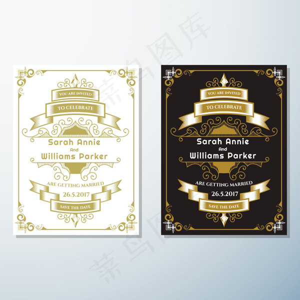黑金花纹请柬贺卡
