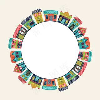 卡通环形房屋背景 卡通环形房屋背景