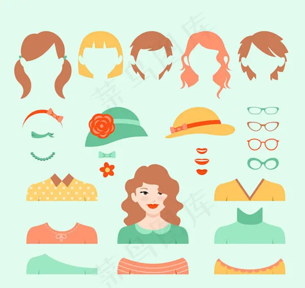 女子装扮元素矢量ai矢量模版下载