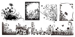 8款植物花纹剪影,免抠元素