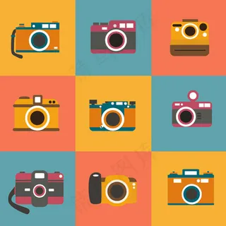 精美复古相机,背景元素