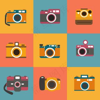 精美复古相机,背景元素