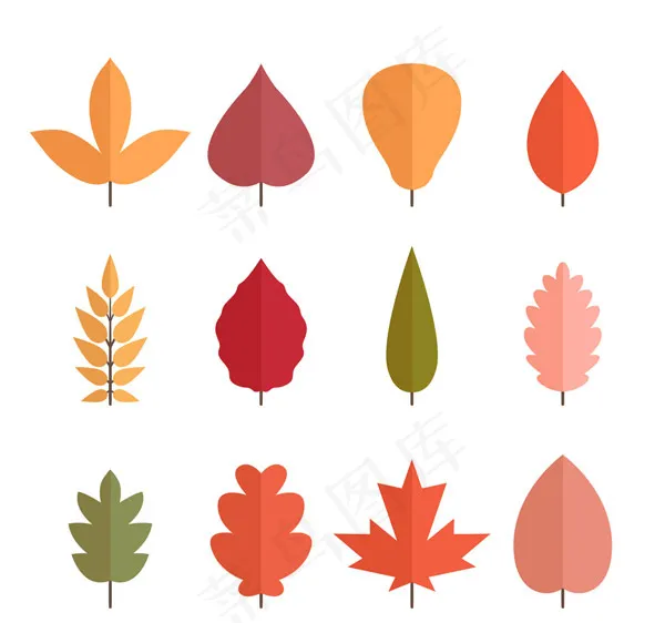 扁平化树叶设计ai矢量模版下载