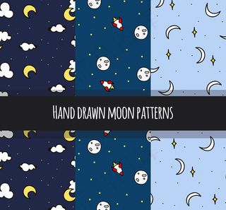 手绘月亮无缝背景