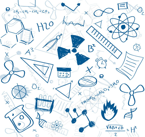手绘科学元素背景ai矢量模版下载