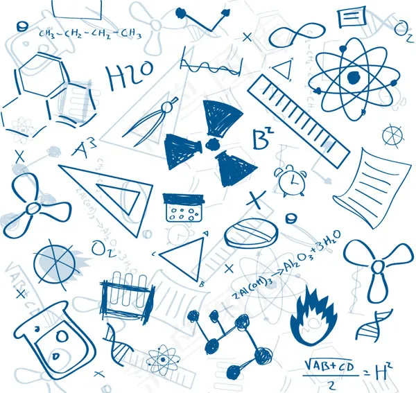 手绘科学元素背景ai矢量模版下载
