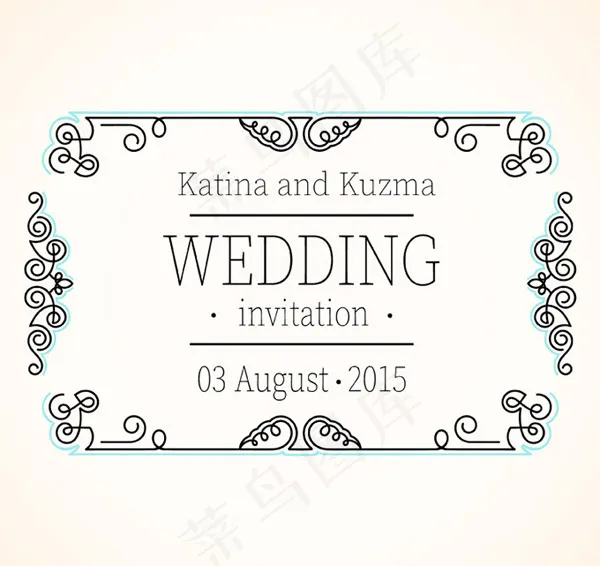 花纹婚礼邀请卡ai矢量模版下载