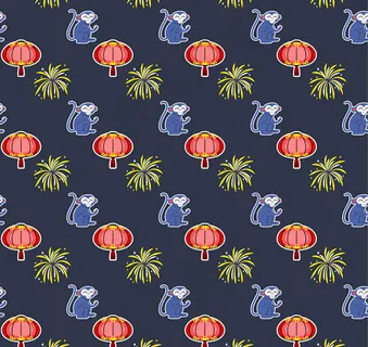 猴子灯笼无缝背景