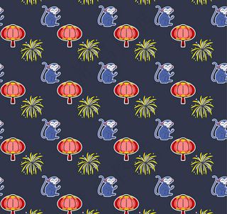 猴子灯笼无缝背景