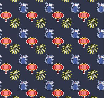 猴子灯笼无缝背景 猴子灯笼无缝背景