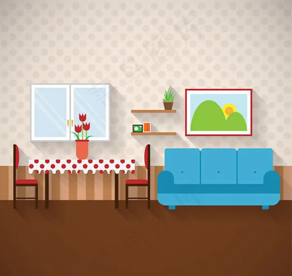 小户型客厅设计ai矢量模版下载