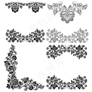 复古植物花纹,免抠元素