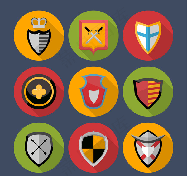 圆形盾牌图标,免抠元素