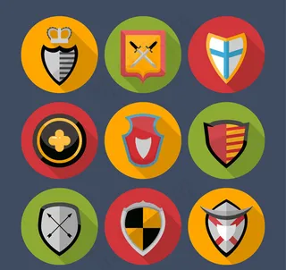 圆形盾牌图标,免抠元素