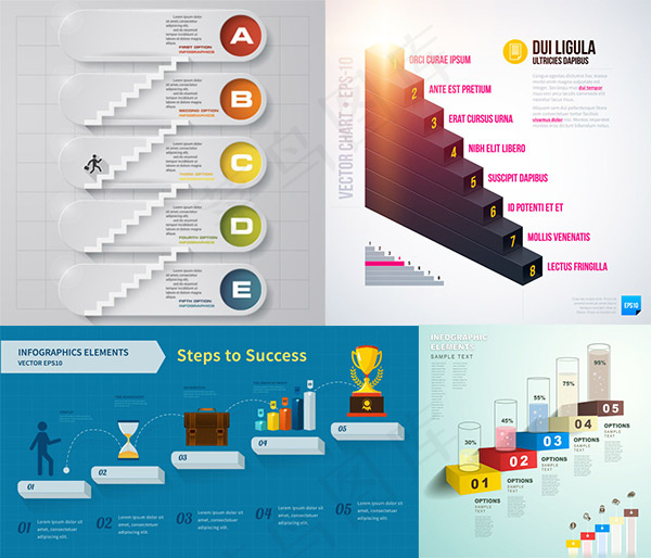 商务阶梯设计ai矢量模版下载