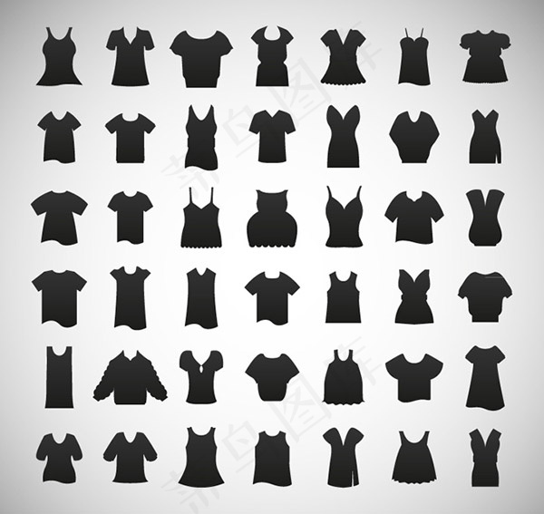 女性服饰剪影图标,免抠元素ai矢量模版下载