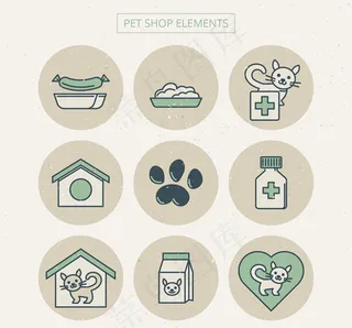 圆形宠物店元素