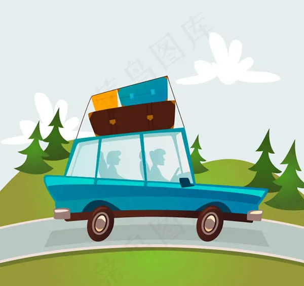 私家旅行车矢量ai矢量模版下载