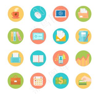 扁平化商务图标,免抠元素,背景元素