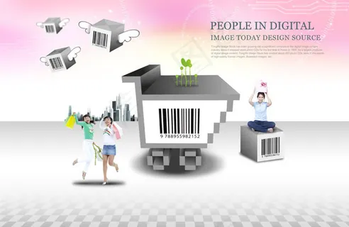 条形码人物创意