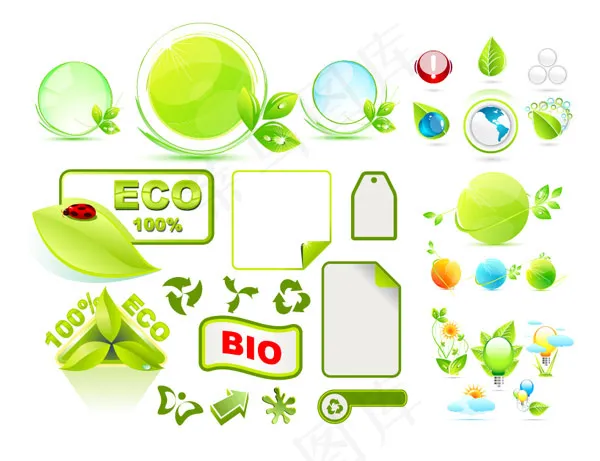 绿色环保图标eps,ai矢量模版下载