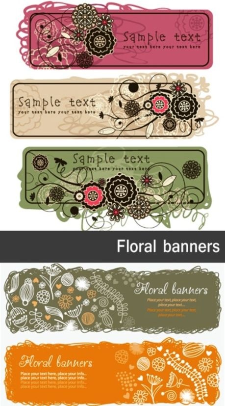彩色植物banners,免抠元素eps,ai矢量模版下载
