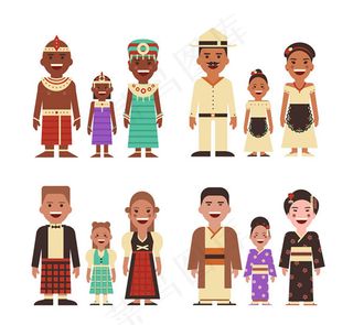 世界家庭人物矢量