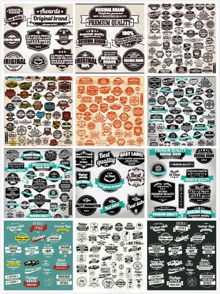 英文图标标签矢量,免抠元素