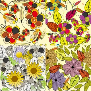 彩绘鲜花背景,背景元素