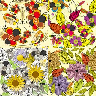 彩绘鲜花背景,背景元素