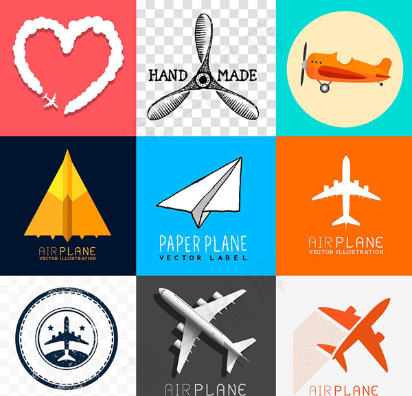 卡通飞机图标,免抠元素