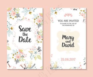 花卉婚礼请柬矢量