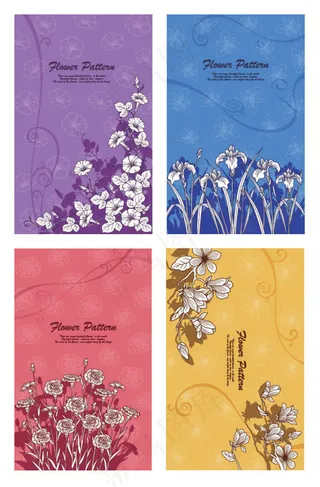 线描花朵植物,免抠元素