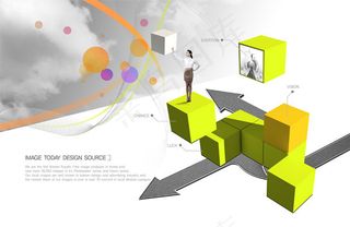 站立方体上的美女